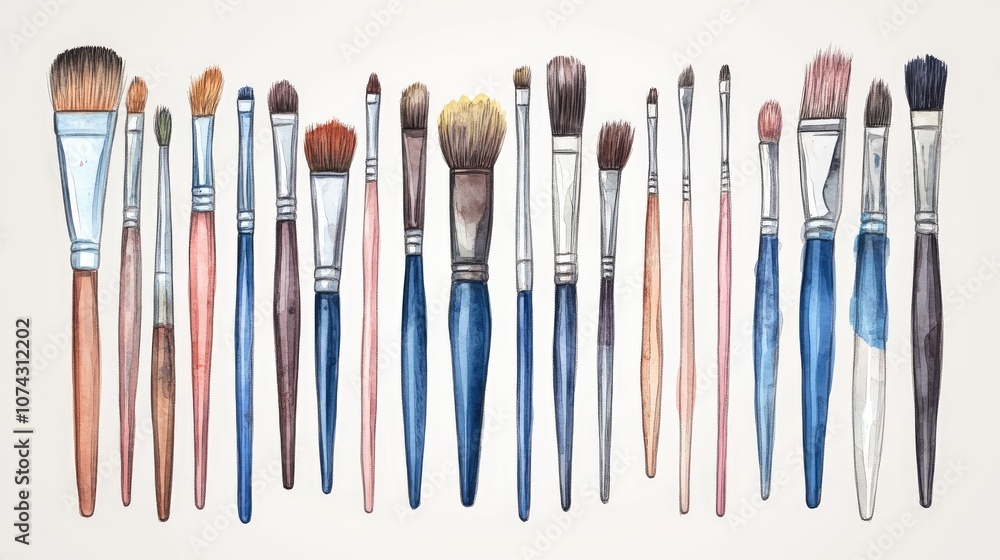 Watercolor paintbrushes illustration Watercolor paintbrushes illustration