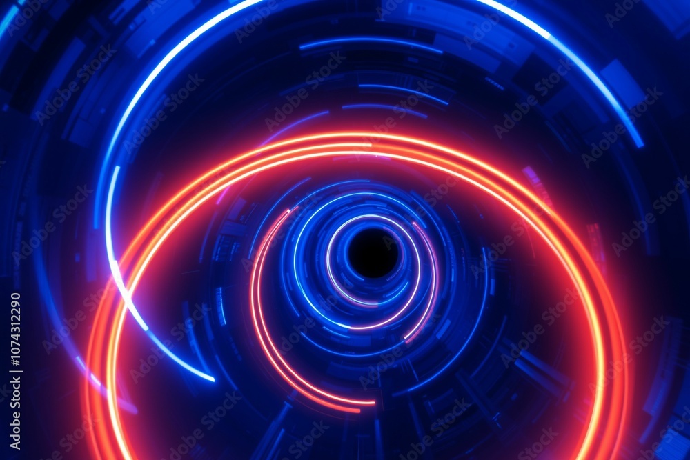 Futuristic Glowing Blue Vortex Tunnel with Neon Light.generative AI
Futuristic Glowing Blue Vortex Tunnel with Neon Light.generative AI