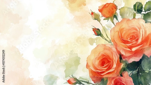 Corner of flowers featuring watercolor roses