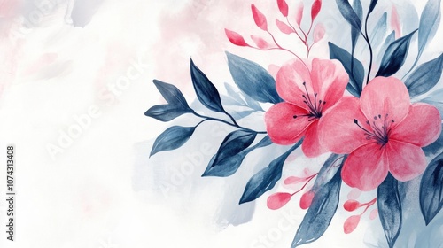 Hand painted floral element in watercolor style
