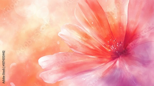 Watercolor illustration featuring a blurred background of a lovely flower petal highlighting a nature theme photo