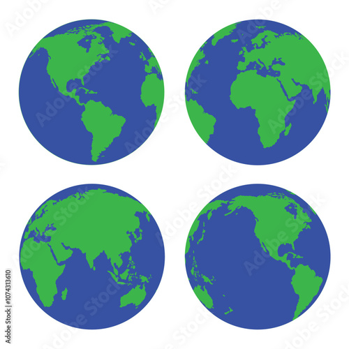 Set of icon globes of Earth. Earth globe icon set. Abstract globe icon. World map in globe shape isolated on white background