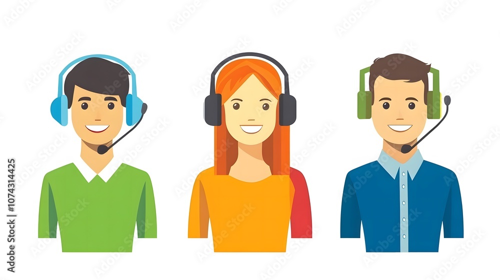 Customer Service Illustrations in Flat Style Customer Service Illustrations in Flat Style