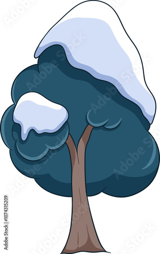 winter tree with snow cartoon