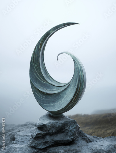 Marbled Steel Flamberge with Wave-Like Edge from Wind Lord's Keep photo