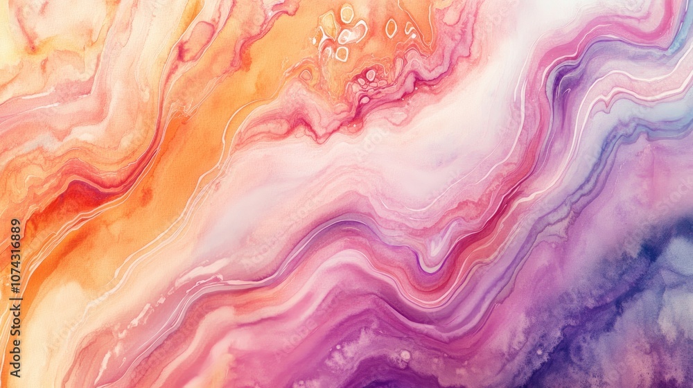 Watercolor illustration featuring geometric abstract art with marbling effects in vibrant colors suitable for modern design in various settings Watercolor illustration featuring geometric abstract art with marbling effects in vibrant colors suitable for modern design in various settings
