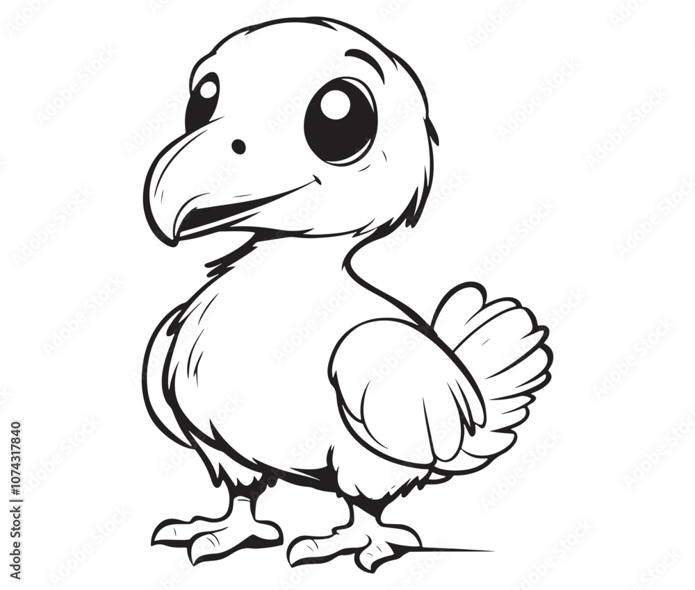 Fototapeta premium Hand drawn vector illustration of a bird, Cute baby cartoon bird icon