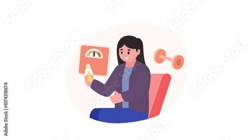 Flat Illustration Woman Diet Program Animation