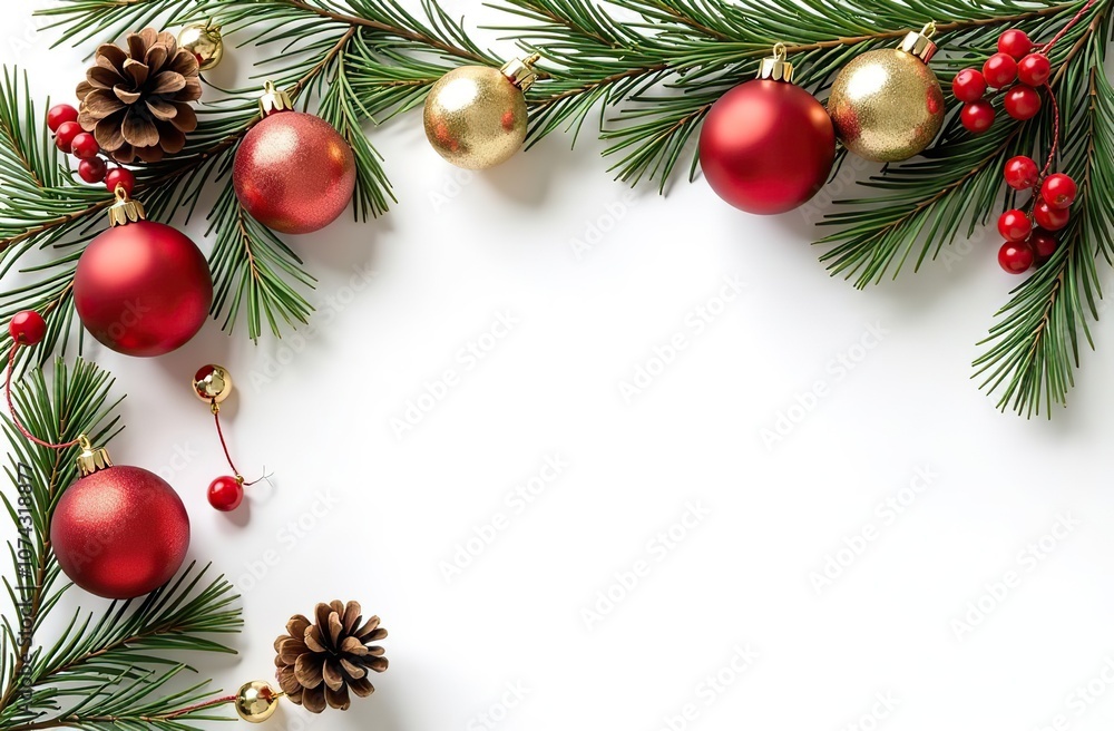 set of Christmas icons pine cones, and festive decorations on a white background set of Christmas icons pine cones, and festive decorations on a white background