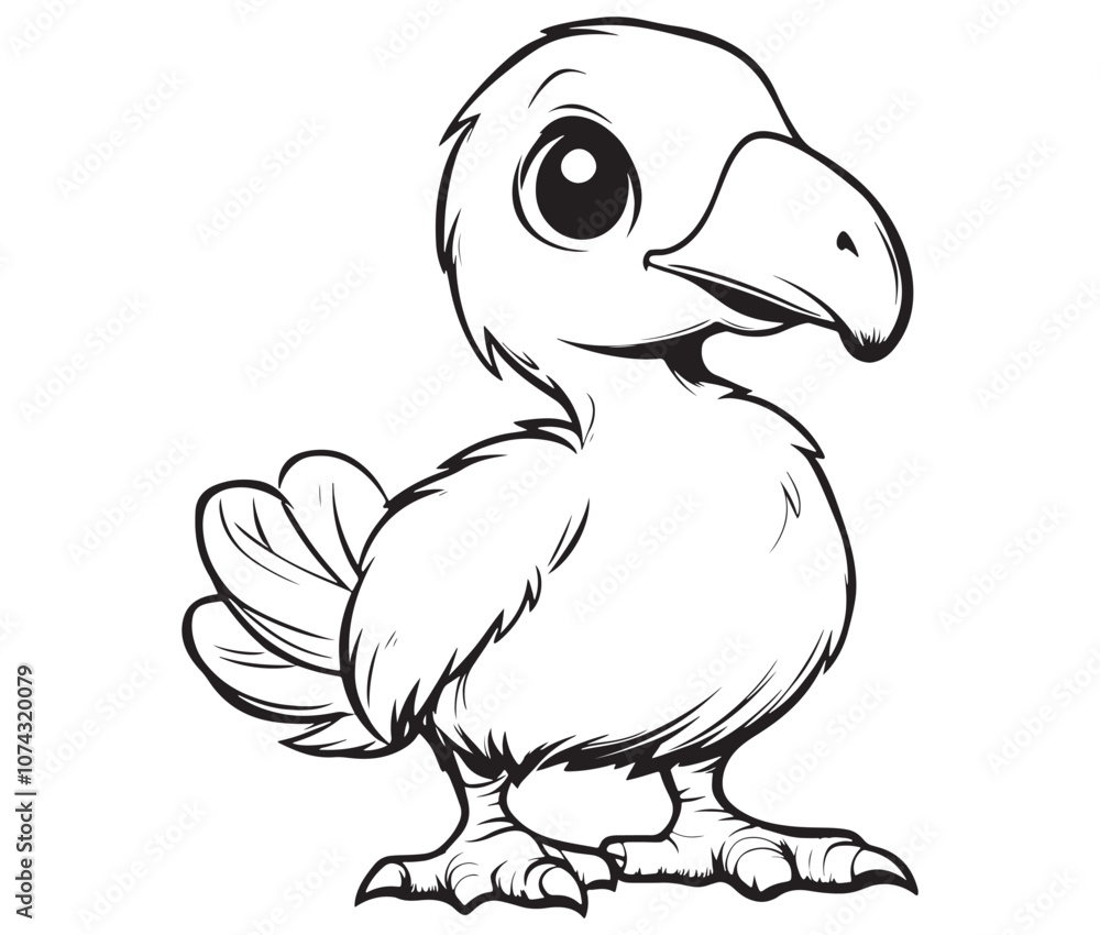 Hand drawn vector illustration of a bird, Cute baby cartoon bird icon Hand drawn vector illustration of a bird, Cute baby cartoon bird icon