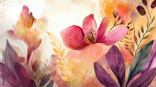 Wallpaper Mural Hand painted watercolor floral illustration Torontodigital.ca