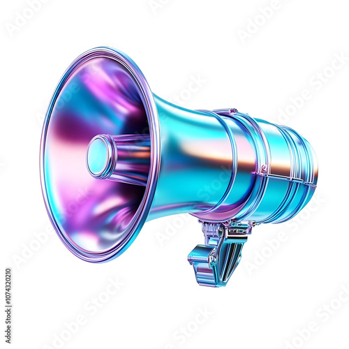 A Metallic Blue and Purple Megaphone Isolated on a Transparent Background