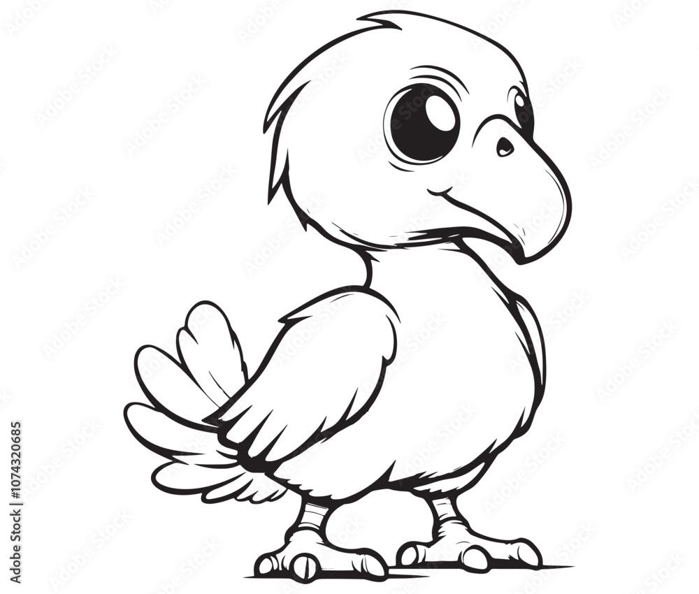 Fototapeta premium Hand drawn vector illustration of a bird, Cute baby cartoon bird icon