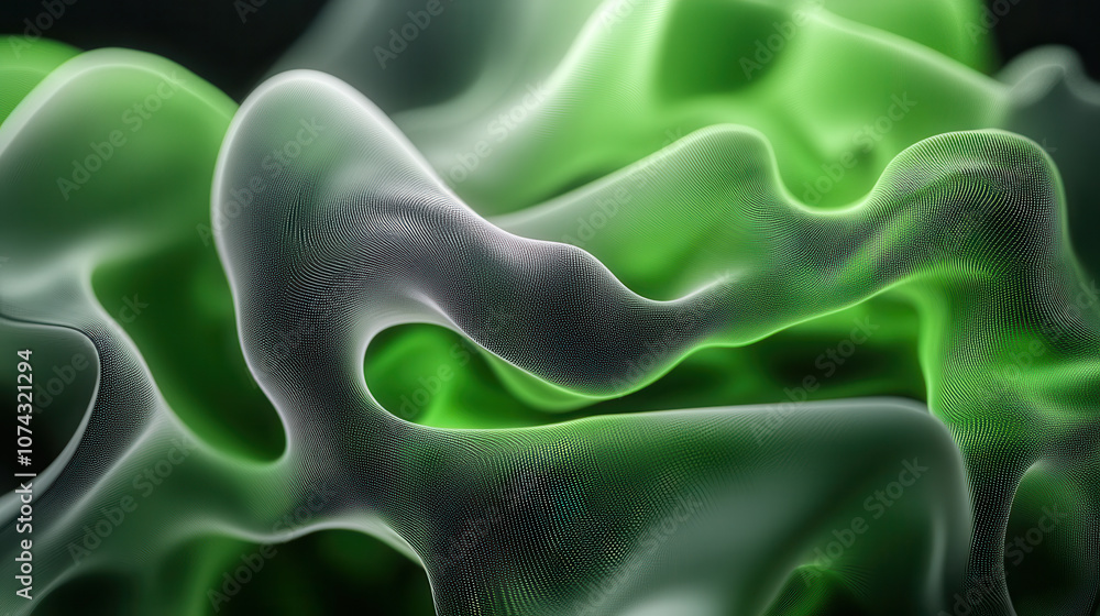 Abstract green and white flowing textures create dynamic visual effect, evoking sense of movement and fluidity Abstract green and white flowing textures create dynamic visual effect, evoking sense of movement and fluidity