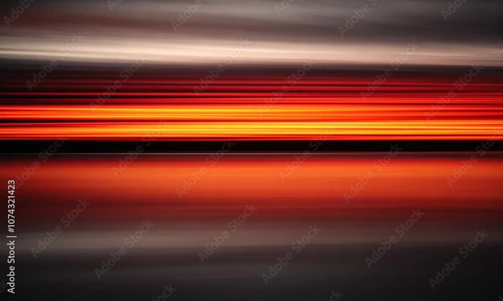 A vibrant, abstract sunset with streaks of orange and red reflecting on water. A vibrant, abstract sunset with streaks of orange and red reflecting on water.