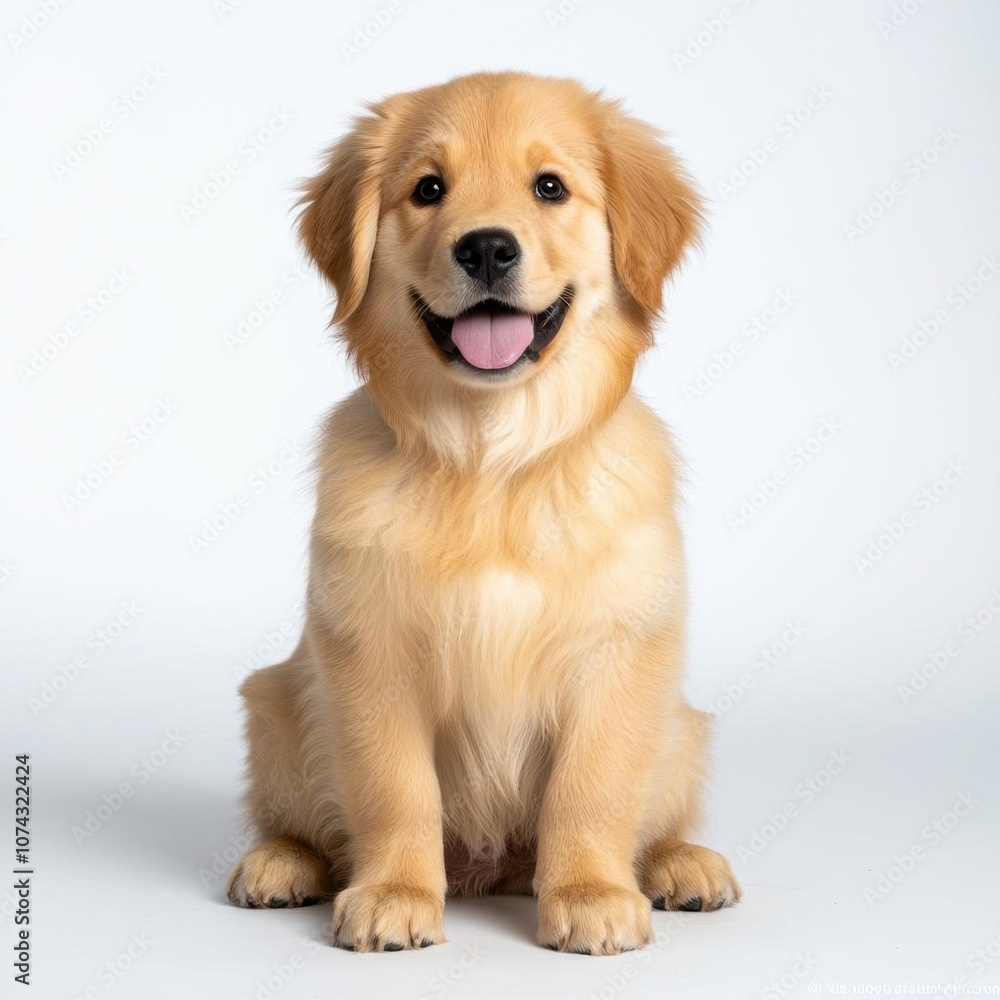 A photostock of a fluffy golden retriever puppy, isolated on white background, High Quality A photostock of a fluffy golden retriever puppy, isolated on white background, High Quality