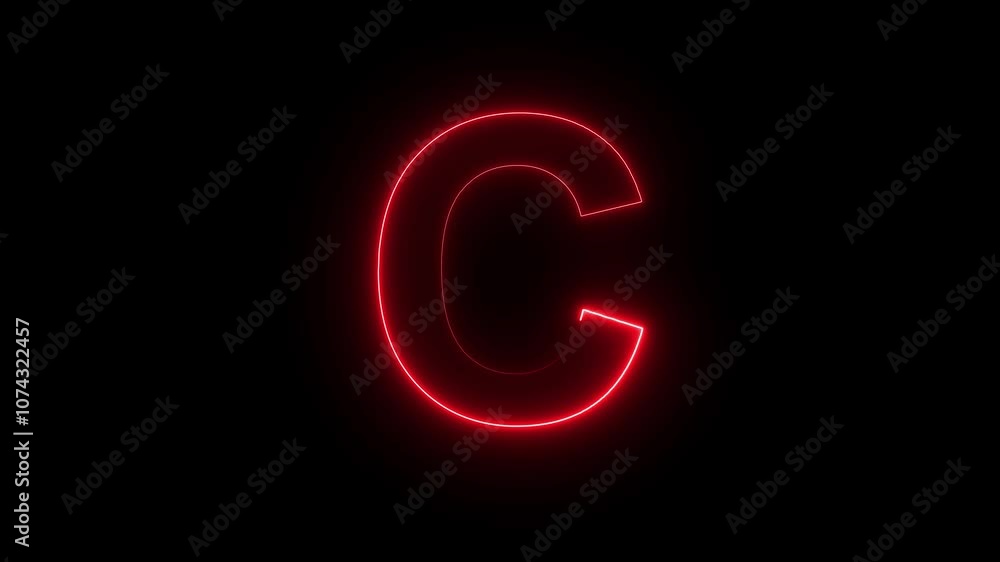glowing Neon english C Letter icon with circle animation on a black background neon letter C color trendy glowing neon alphabet letter C animation.3D rendering. 4K video glowing Neon english C Letter icon with circle animation on a black background neon letter C color trendy glowing neon alphabet letter C animation.3D rendering. 4K video