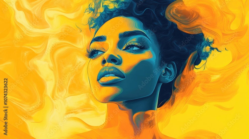 Fototapeta premium Woman on yellow background
