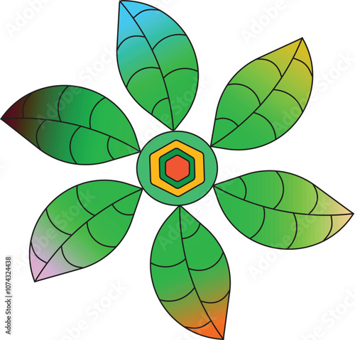 Flowers Vector with a dominant color of green and various colors