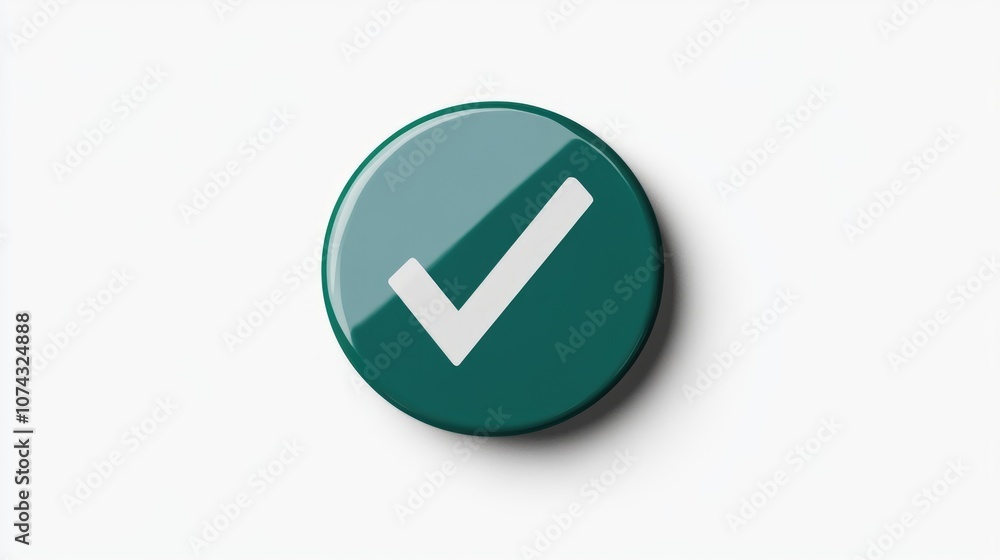 A round badge featuring a green check mark design A round badge featuring a green check mark design