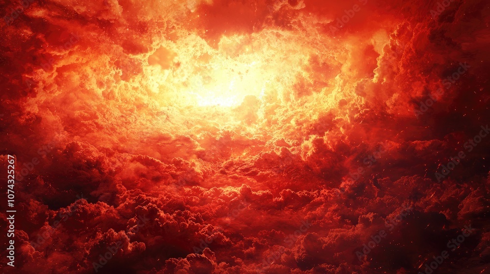 Fiery Red Sky Blood Clouds Horror Background Banner Horror Explosion Disaster Fiery Red Sky Blood Clouds Horror Background Banner Horror Explosion Disaster