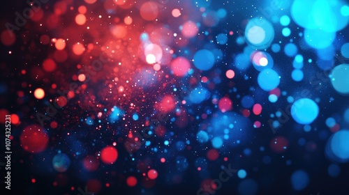 Abstract digital background featuring blue and red bokeh lights ideal for technology themes and data visualization