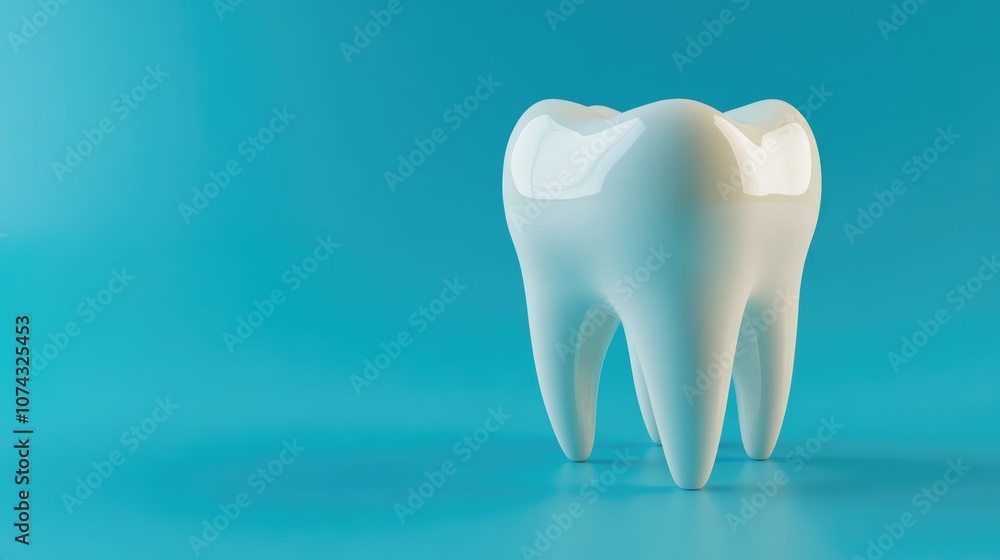 Shiny white tooth on a blue gradient backdrop 3D rendering Concept of dental hygiene and health Shiny white tooth on a blue gradient backdrop 3D rendering Concept of dental hygiene and health