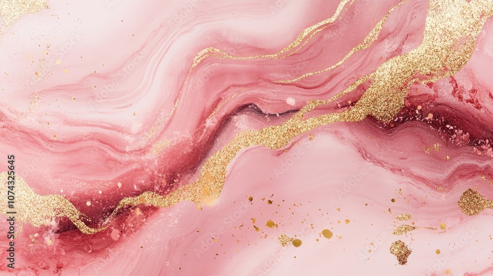 Pink marble texture featuring elegant veins adorned with gold foil and glitter creating a stylish artificial marbled surface for fashion illustration Pink marble texture featuring elegant veins adorned with gold foil and glitter creating a stylish artificial marbled surface for fashion illustration