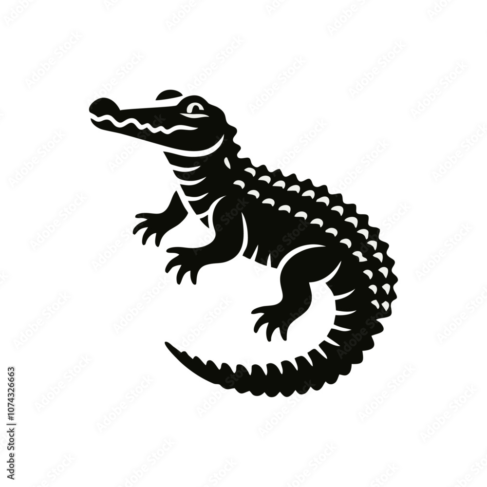 Fototapeta premium crocodile alligator icon silhouette black white