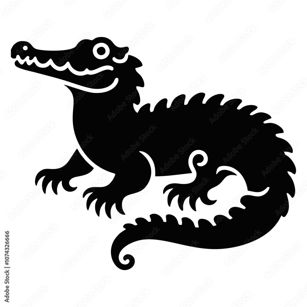 Fototapeta premium crocodile alligator icon silhouette black white