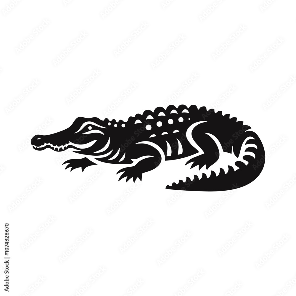 Naklejka premium crocodile alligator icon silhouette black white
