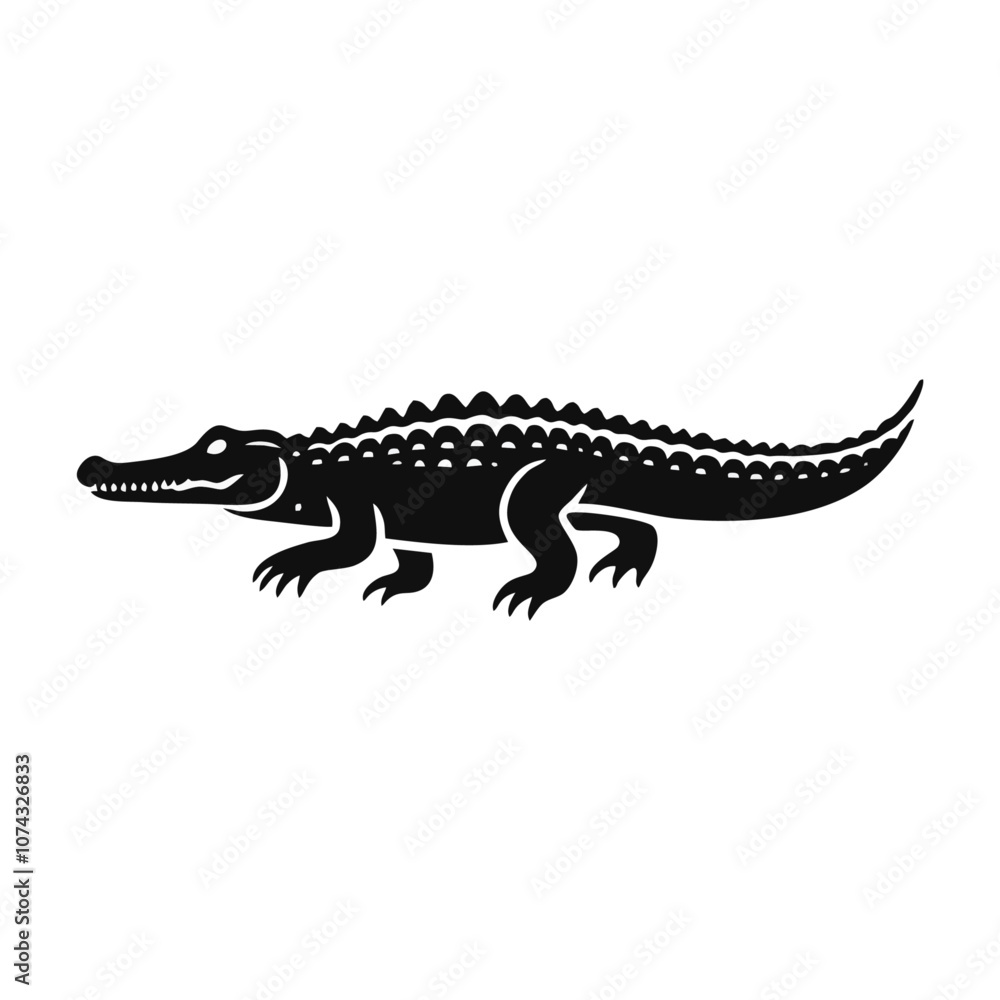 Fototapeta premium crocodile alligator icon silhouette black white
