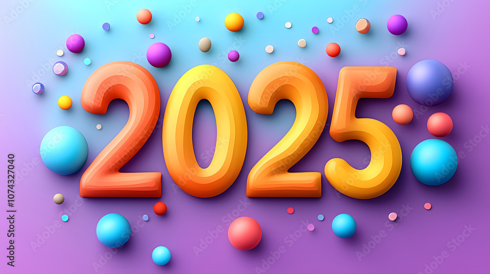 2025 Happy New Year. Vibrant and Colorful Numbers 2025 Happy New Year. Vibrant and Colorful Numbers