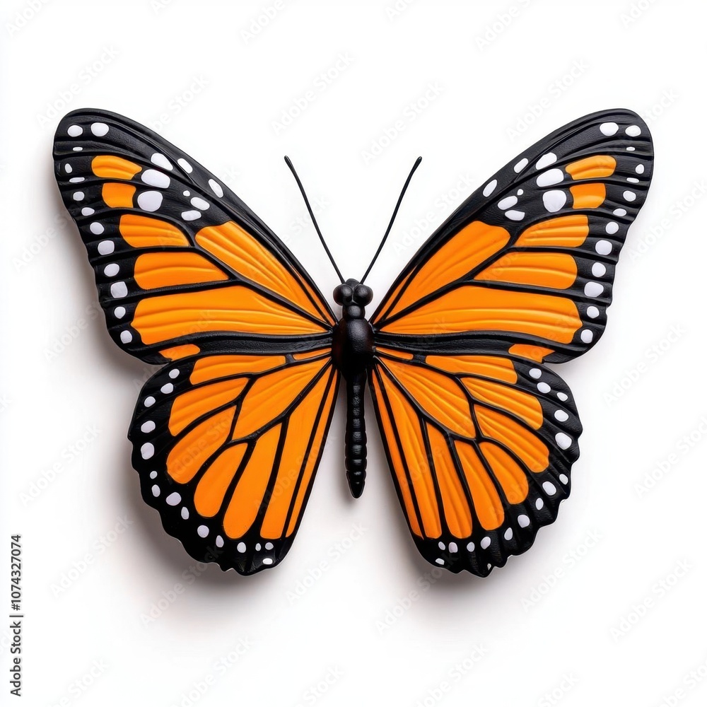 A photostock of an orange and black monarch butterfly, isolated on white background, High Quality A photostock of an orange and black monarch butterfly, isolated on white background, High Quality