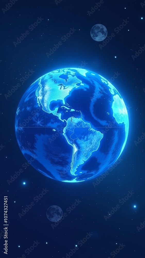 A blue and white globe with the continents of North America and South America A blue and white globe with the continents of North America and South America