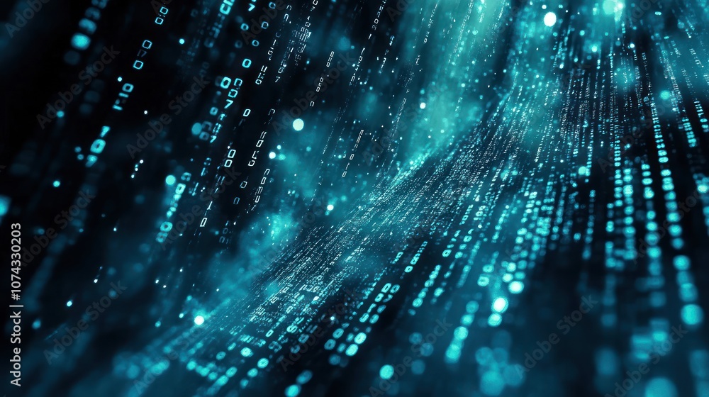 Digital background in shades of cyan and black, featuring binary numbers arranged randomly for a tech-inspired aesthetic Digital background in shades of cyan and black, featuring binary numbers arranged randomly for a tech-inspired aesthetic