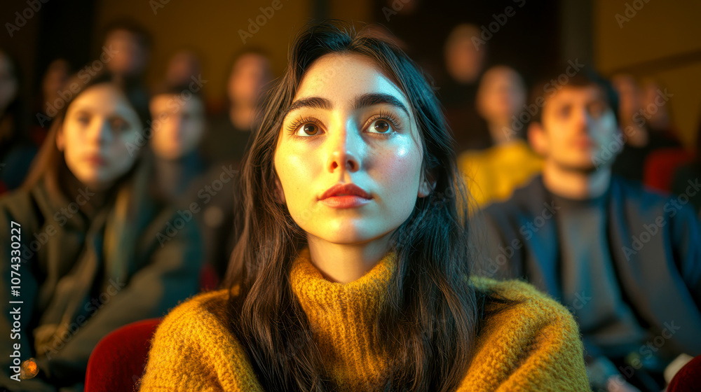 People watching the movie in the theater. AI generative. People watching the movie in the theater. AI generative.