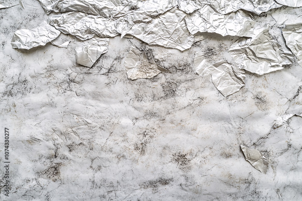 Fototapeta premium Crumpled Silver Foil Abstract Texture Background
