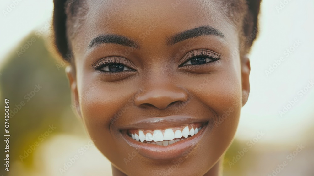 Optimistic African Teen Lady Smiling While Showcasing Dental Care Results. Generative AI Optimistic African Teen Lady Smiling While Showcasing Dental Care Results. Generative AI
