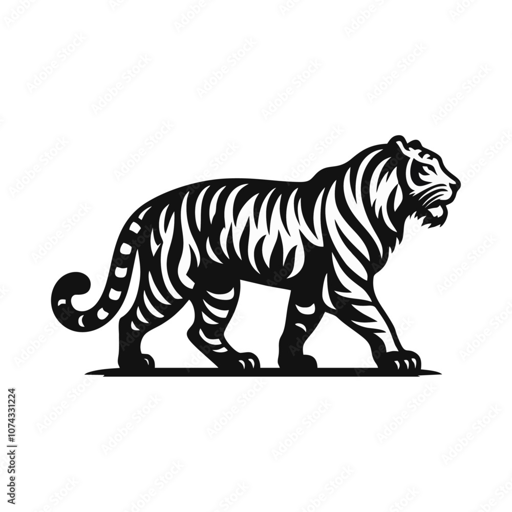 Fototapeta premium tiger icon silhouette black white