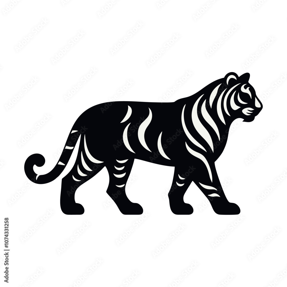 Fototapeta premium tiger icon silhouette black white