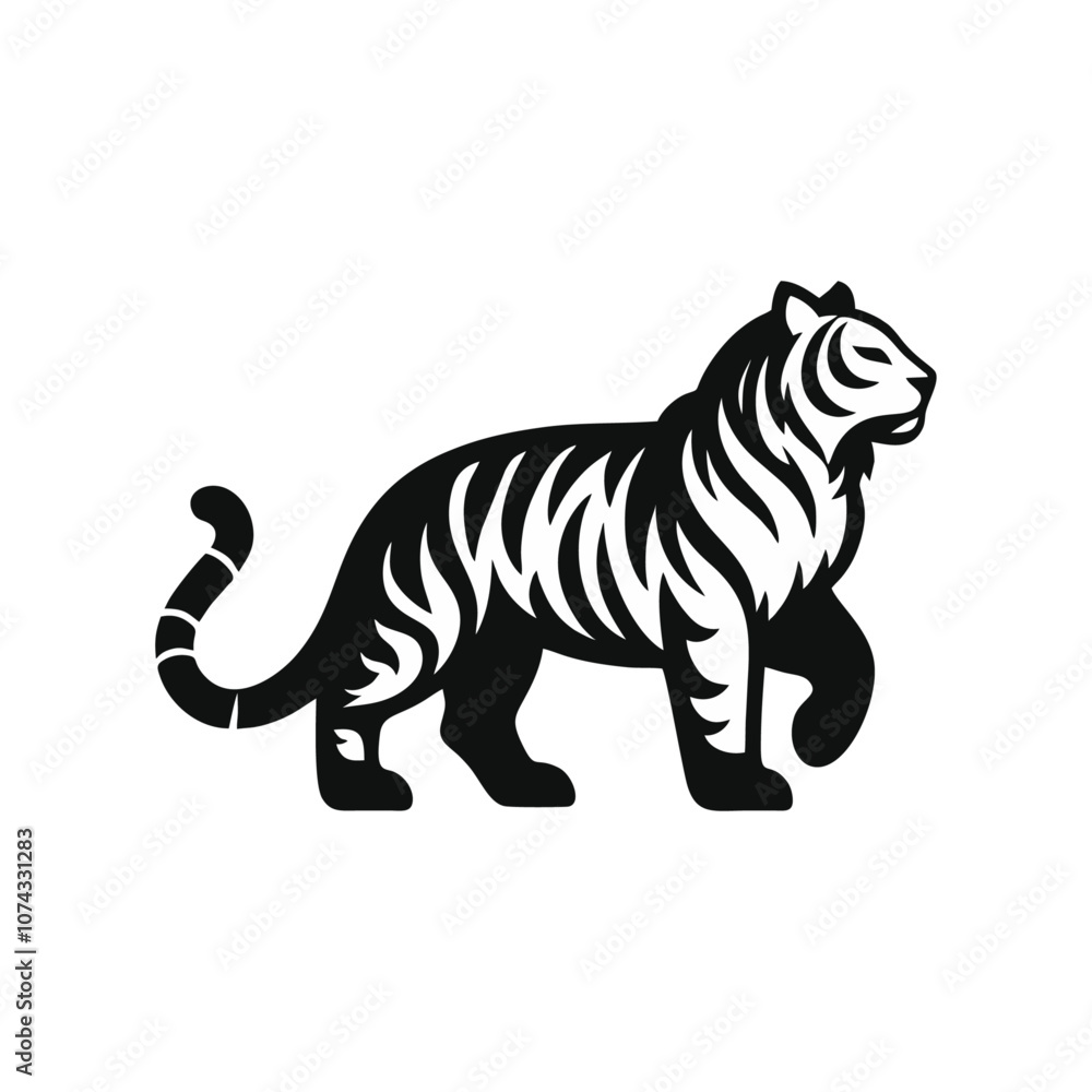 Obraz premium tiger icon silhouette black white
