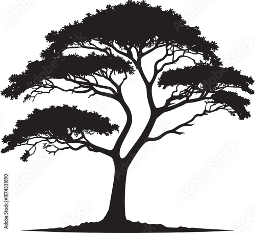 Generate vector silhouette ''  Tree  '' image with white background