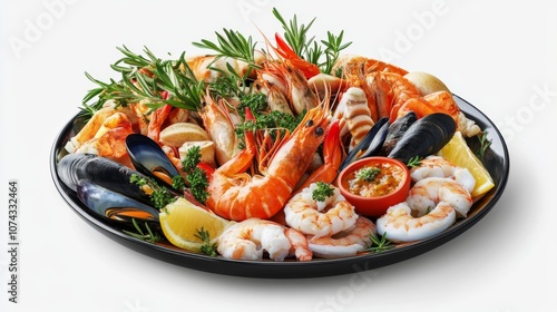 Seafood platter with Mediterranean herbs and spices