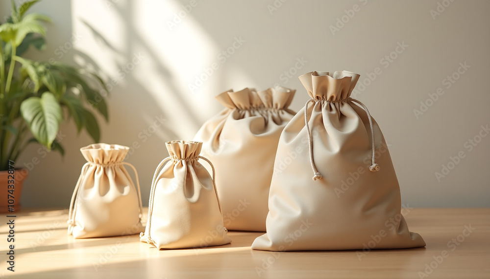 Cloth Bags on Table Cloth Bags on Table