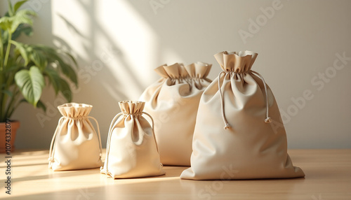 Cloth Bags on Table photo