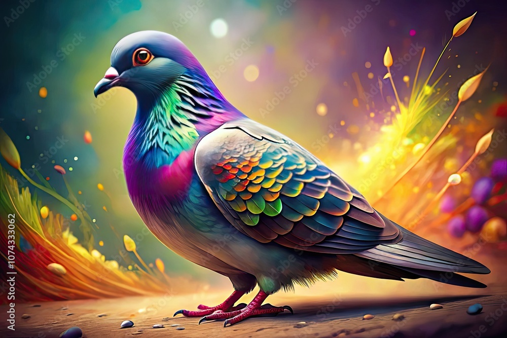 Fototapeta premium Hand Drawn Pigeon Illustration in High Dynamic Range for Creative Projects and Artworks