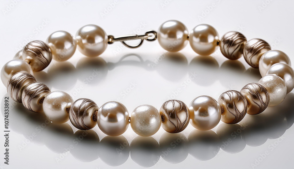 Illustration Pearl bracelete isolated on a vibrant white background Illustration Pearl bracelete isolated on a vibrant white background