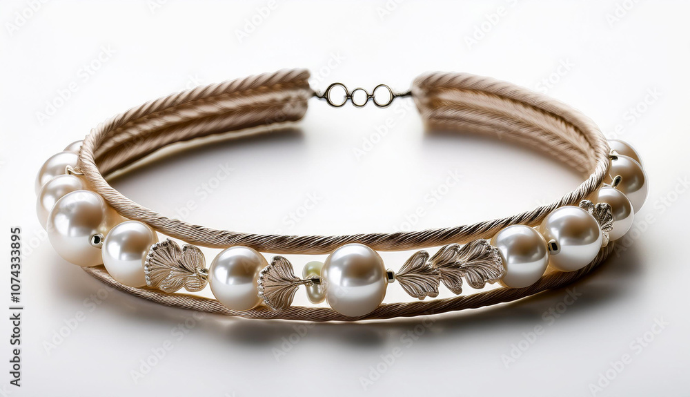 Illustration Pearl bracelete isolated on a vibrant white background Illustration Pearl bracelete isolated on a vibrant white background