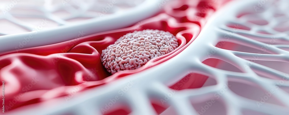 Fototapeta premium Blood cell in a red and white cellular structure, isolated on white background.